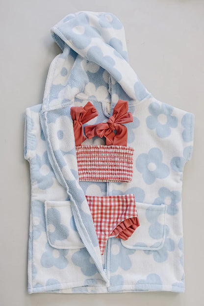 coastal floral zip-up organic cotton beach poncho