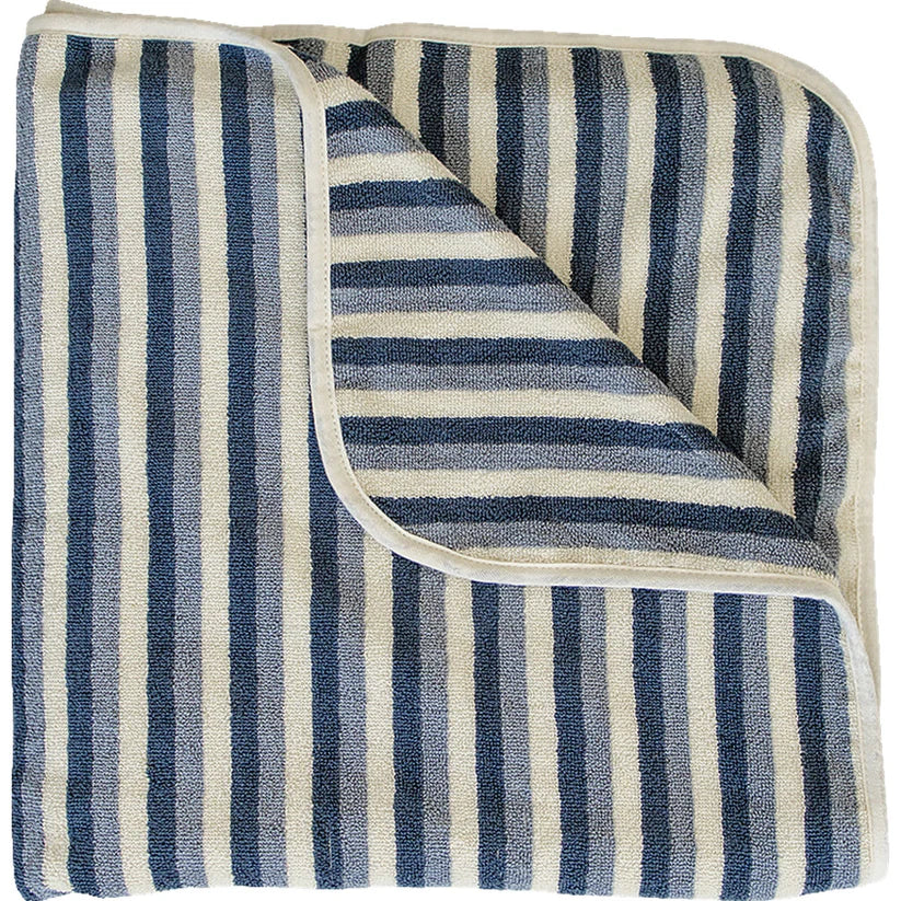 blue stripe organic cotton beach towel