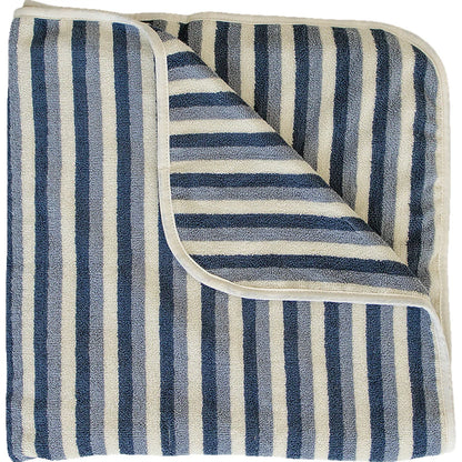 blue stripe organic cotton beach towel