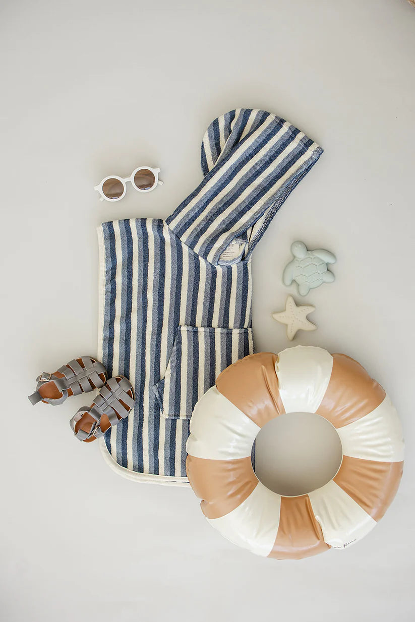blue stripe organic cotton beach poncho
