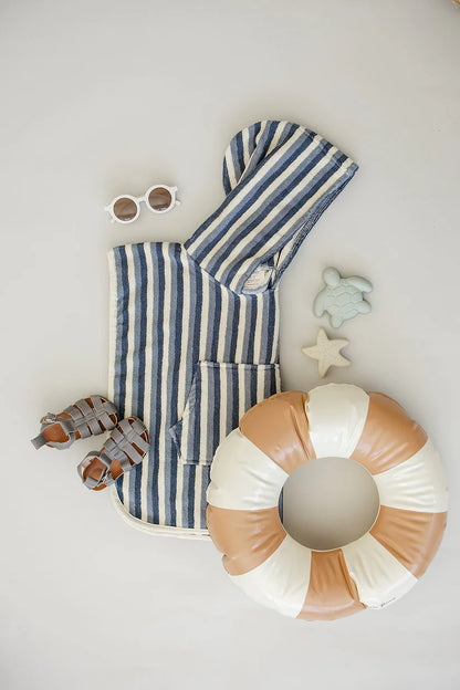 blue stripe organic cotton beach poncho