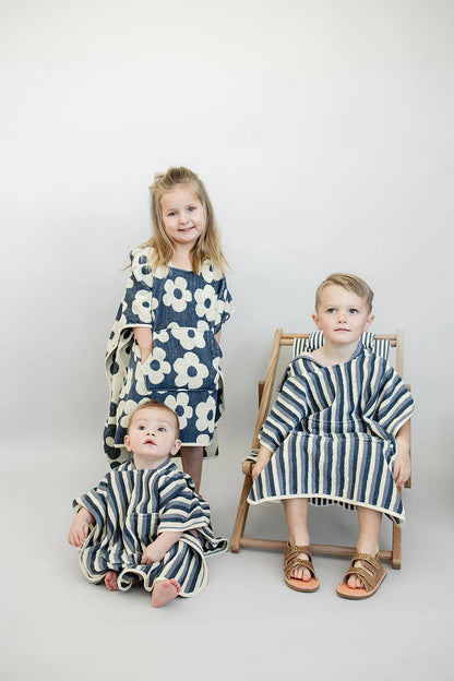 blue stripe organic cotton beach poncho