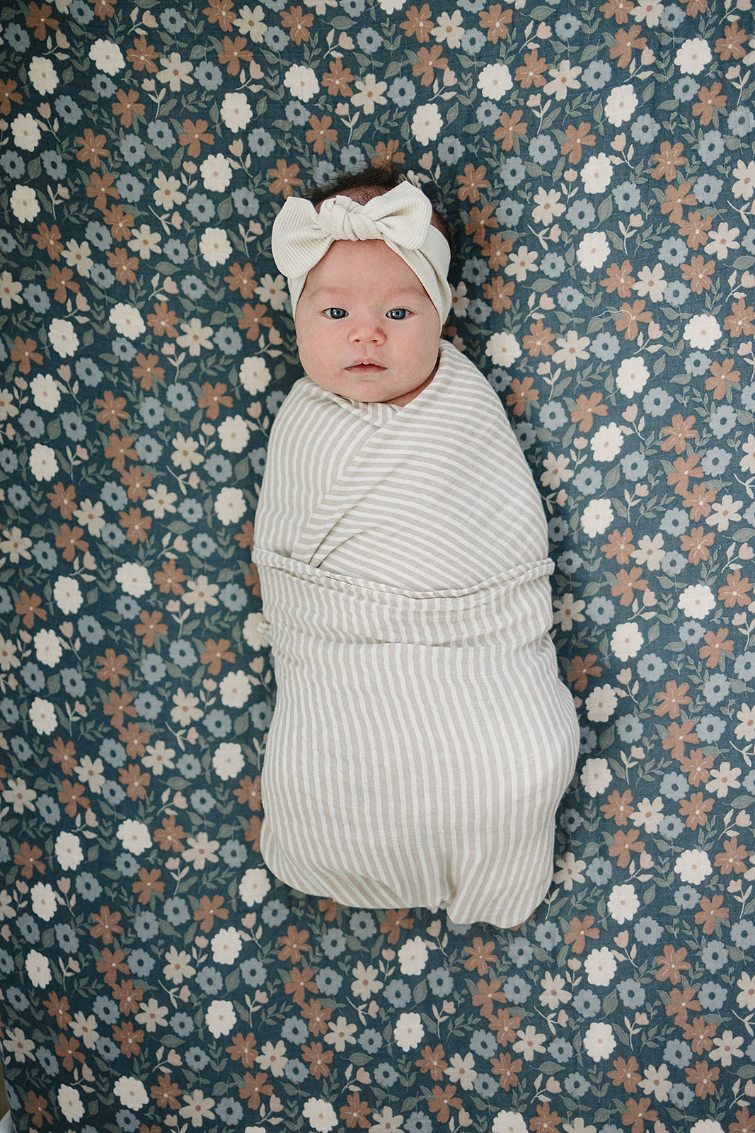 Taupe Stripe Muslin Swaddle Blanket - Ivory Soul