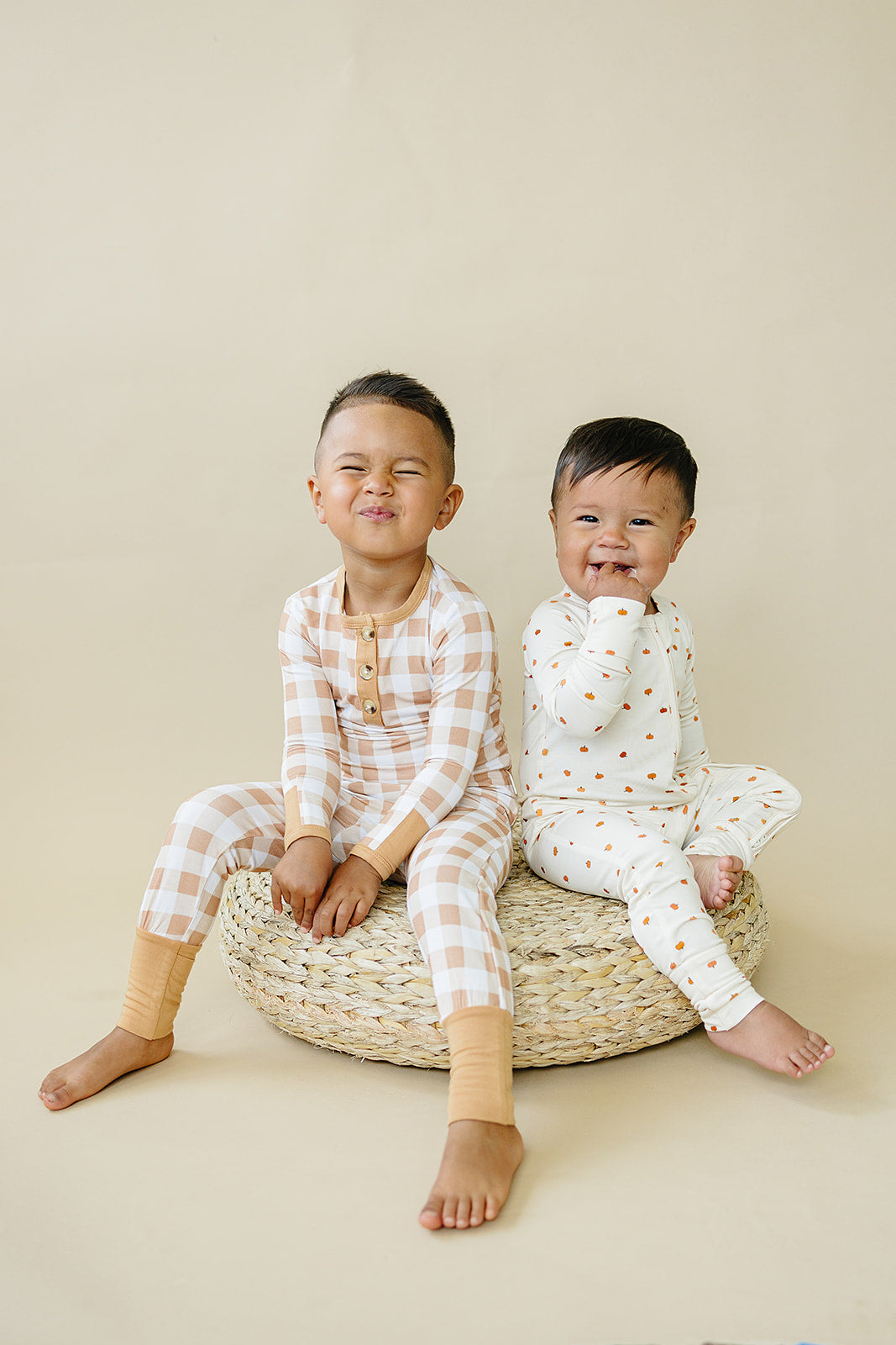 Golden Gingham 2pc Henley Bamboo Pajamas