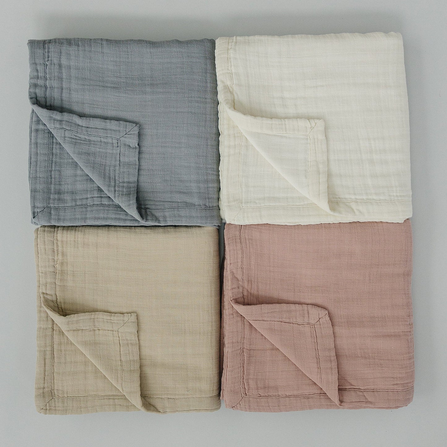 Dusty Blue Muslin Quilt - Ivory Soul