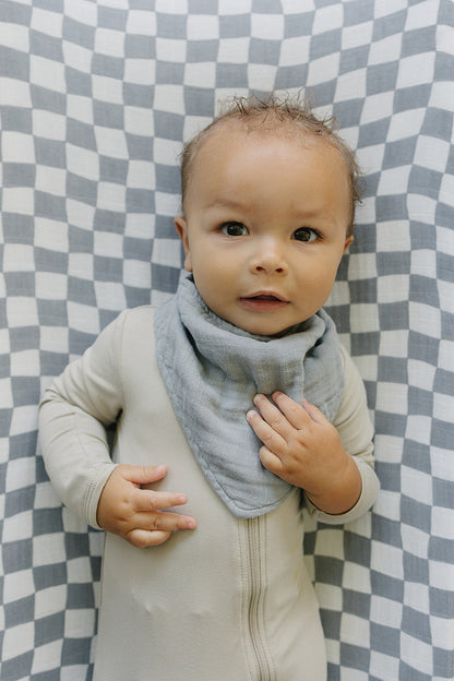 Dusty Blue Muslin Bib - Ivory Soul