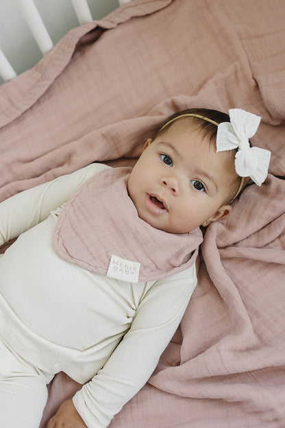 Dusty Rose Muslin Bib - Ivory Soul