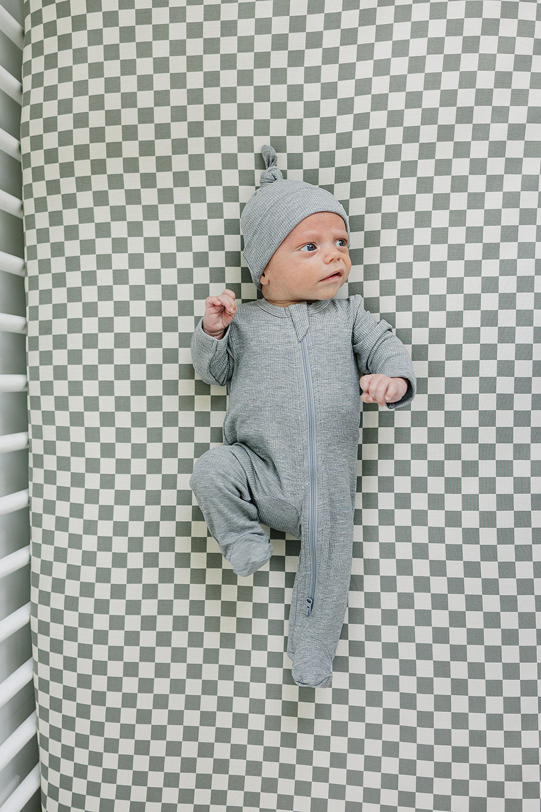 Heather Grey Ribbed Bamboo Newborn Knot Hat - Ivory Soul