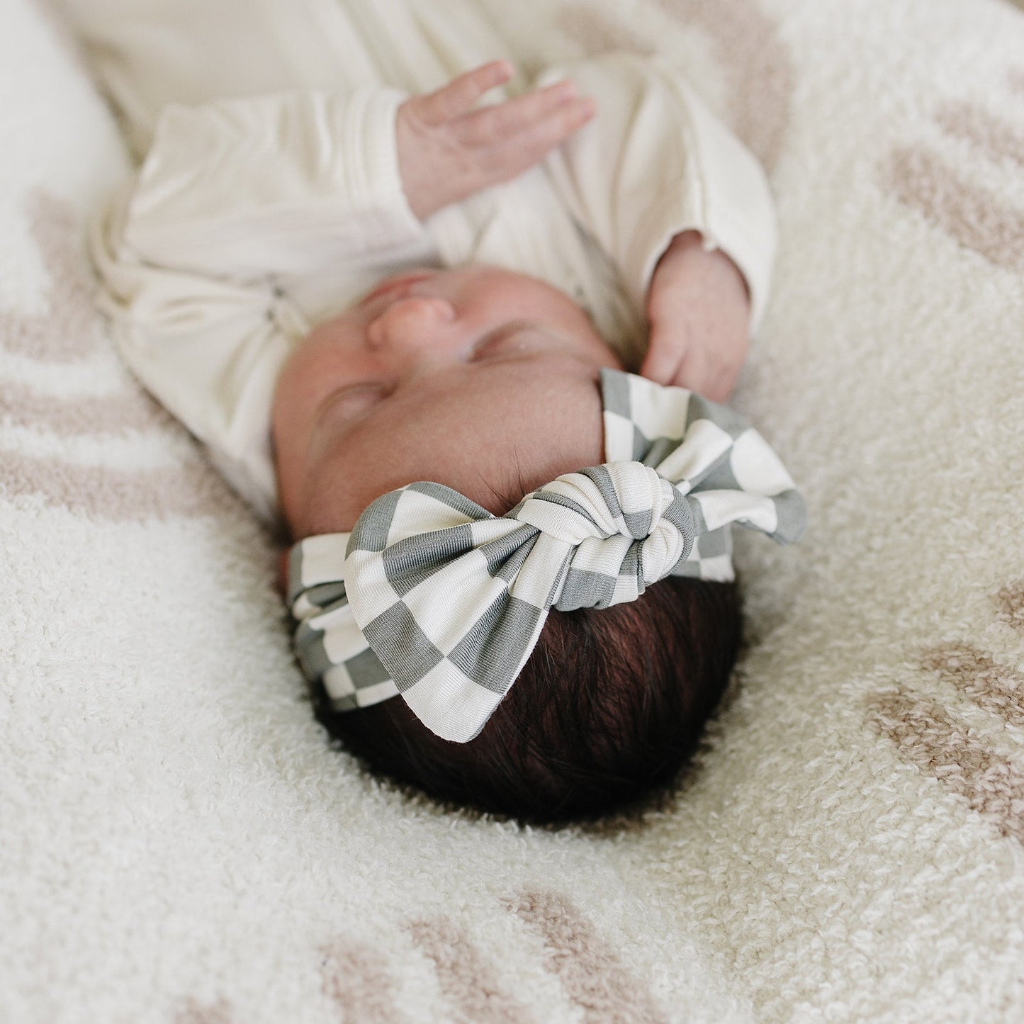 Light Green Checkered Bamboo Head Wrap - Ivory Soul