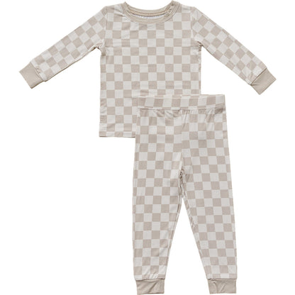 Taupe Checkered Bamboo Cozy Set - Ivory Soul