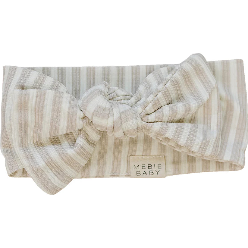 taupe stripe ribbed bamboo head wrap