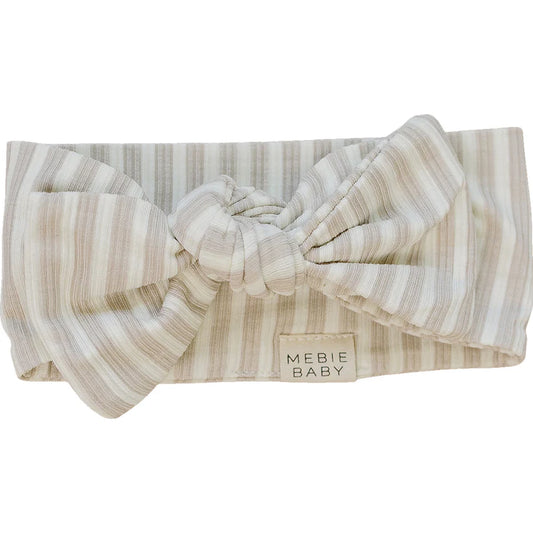 taupe stripe ribbed bamboo head wrap