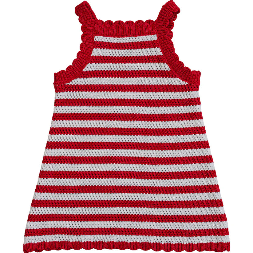 red stripe knit cover-up dress