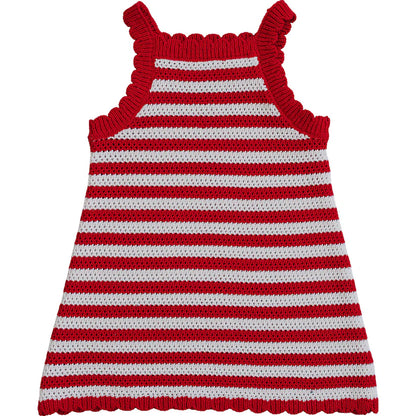 red stripe knit cover-up dress