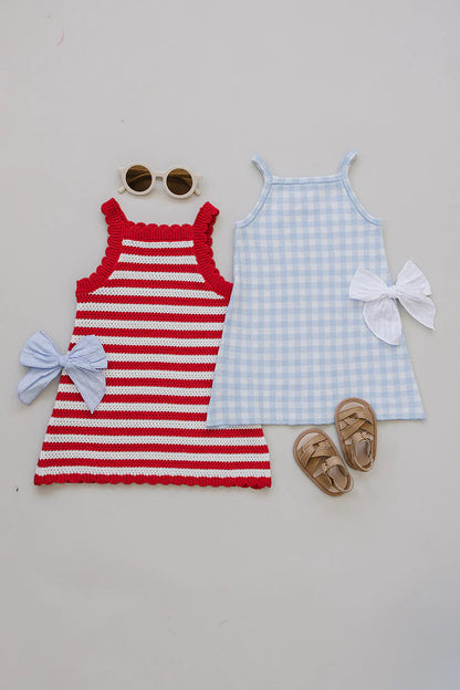 red stripe knit cover-up dress