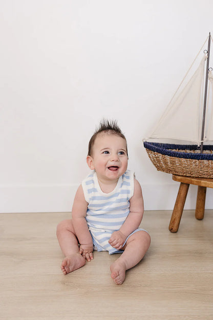 blue stripe short tank set