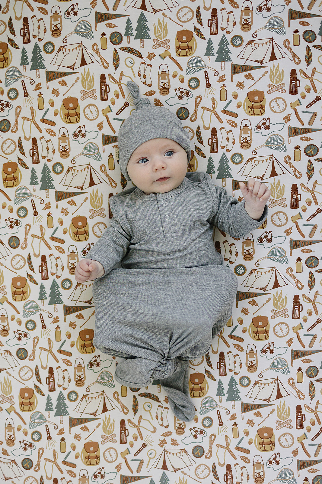 Heather Grey Ribbed Bamboo Newborn Knot Hat