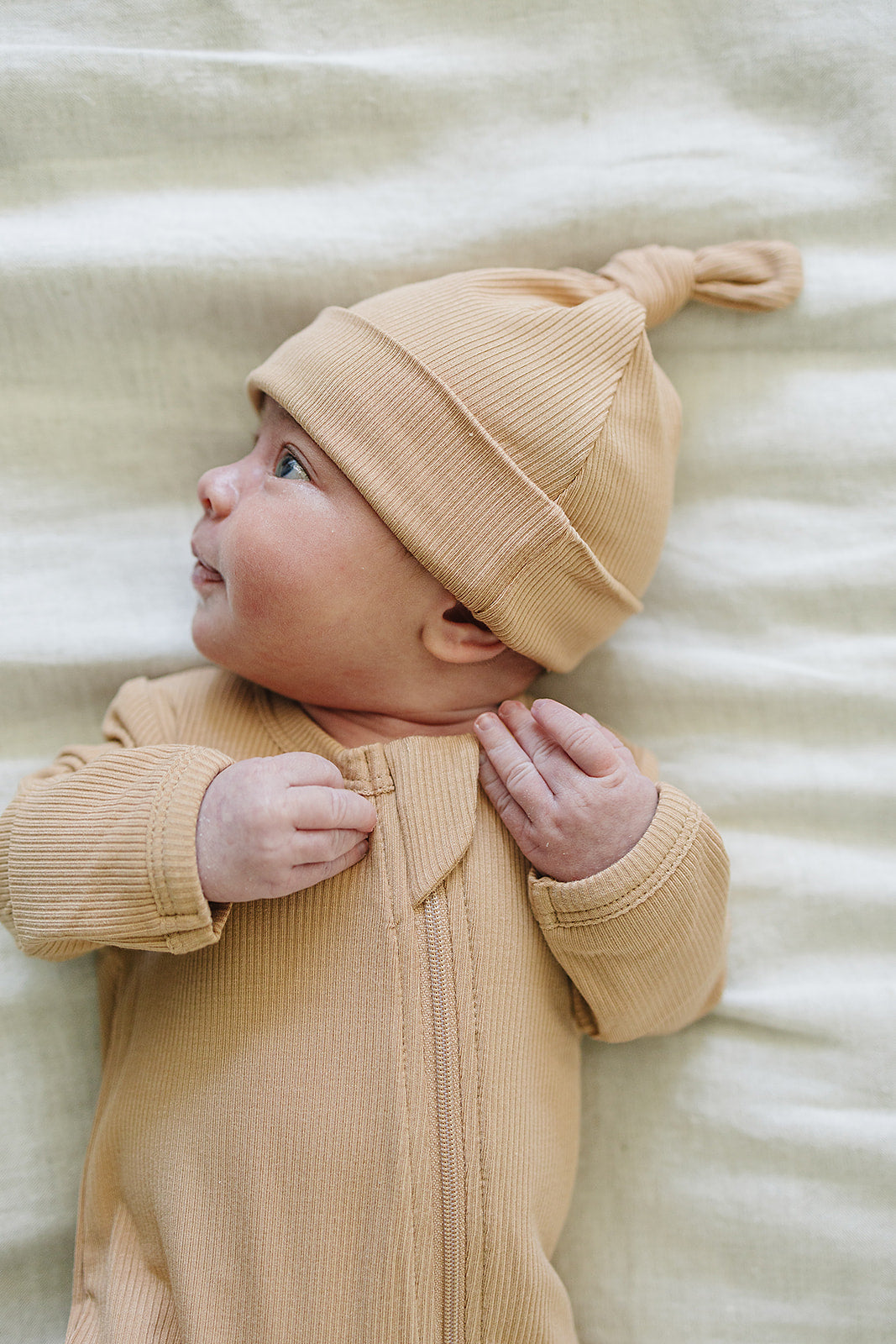 Latte Ribbed Bamboo Newborn Knot Hat