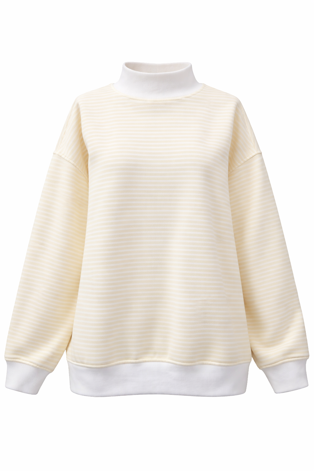 baby yellow + white big striped mockneck sweatshirt