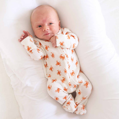 cutie crabs bamboo waffle zipper footie