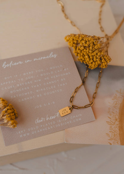 believe in miracles mini tag necklace
