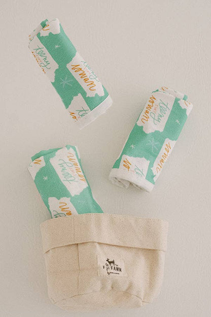 teeny tiny iowan - set of 3 muslin burp cloths