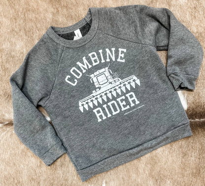 western combine rider grey toddler/youth farm crewnecks