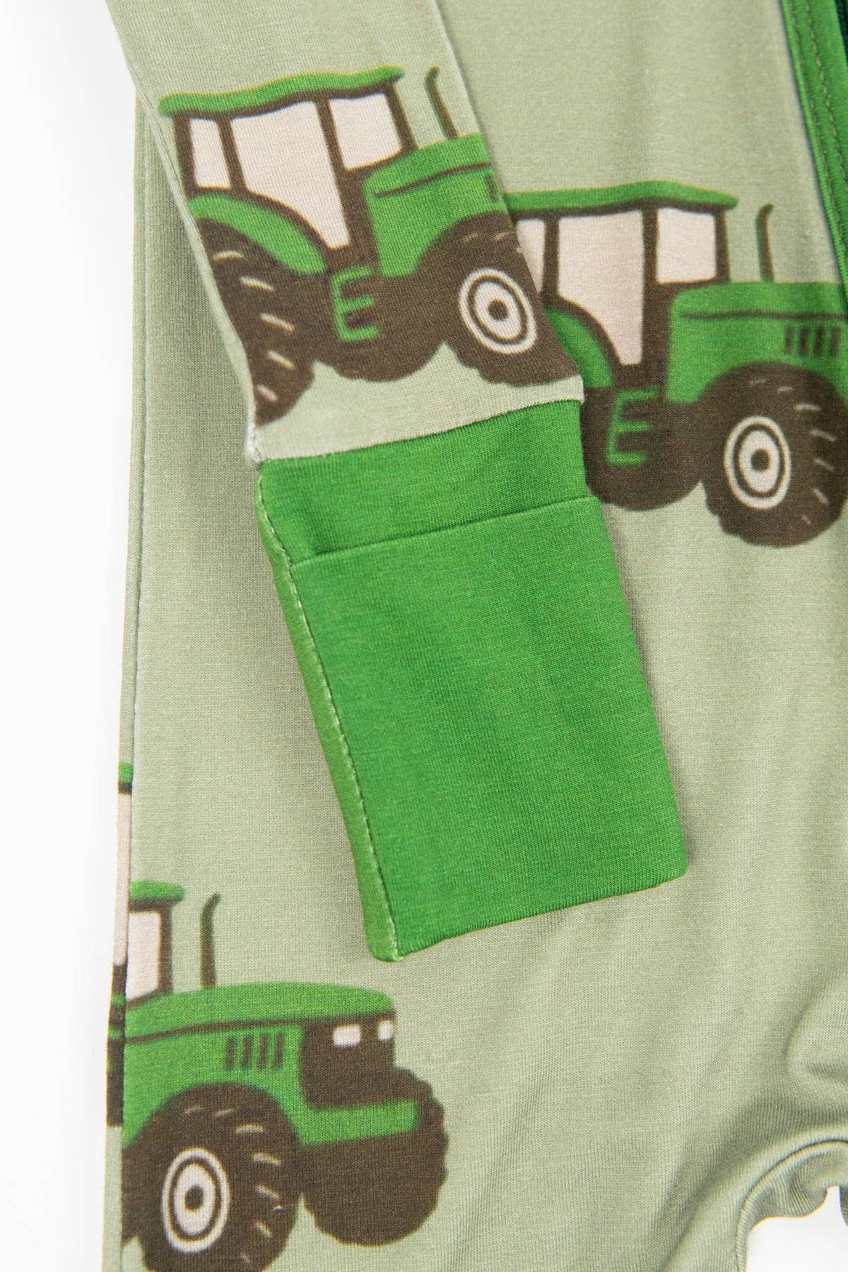classic green tractor baby bamboo zippy