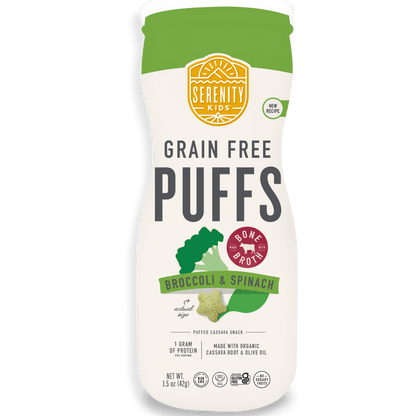 broccoli & spinach grain free puffs with bone broth