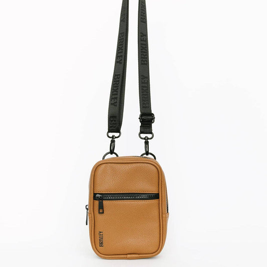 leather toffee crossbody sling