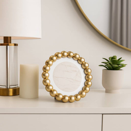 gold glass matted beaded photo frame