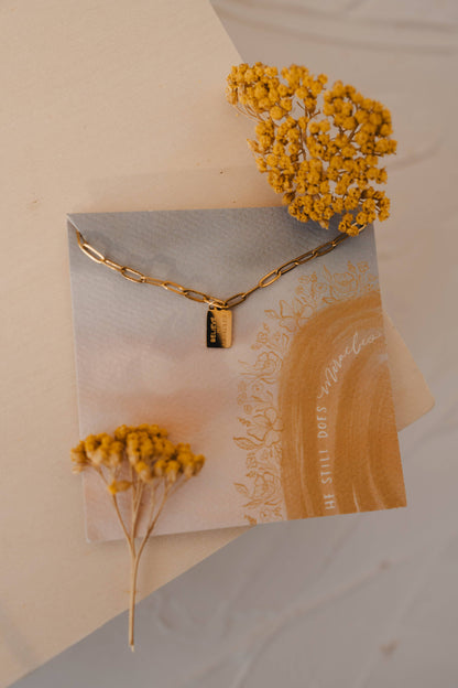 believe in miracles mini tag necklace