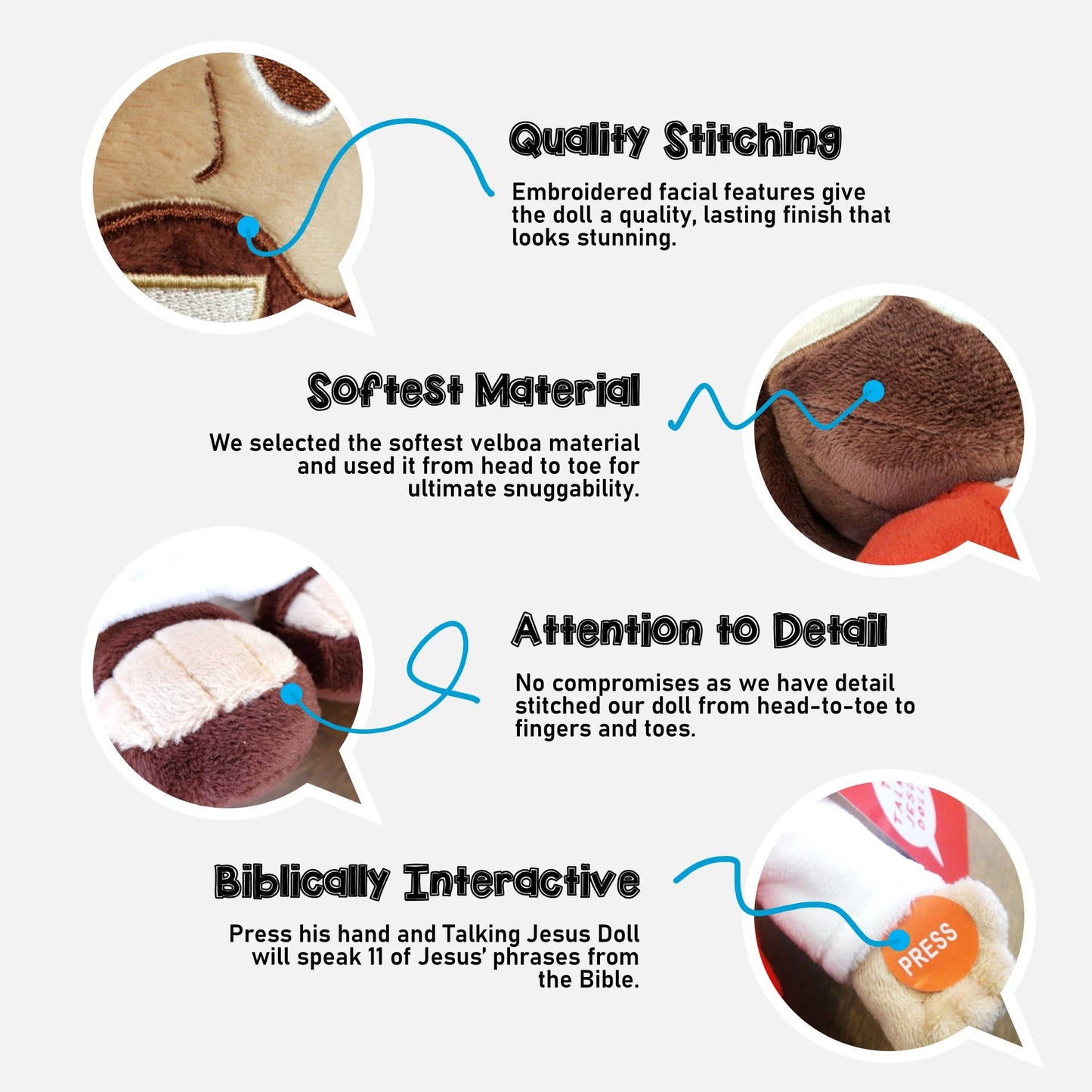 talking Jesus doll - plush toy speaks 10 bible verses