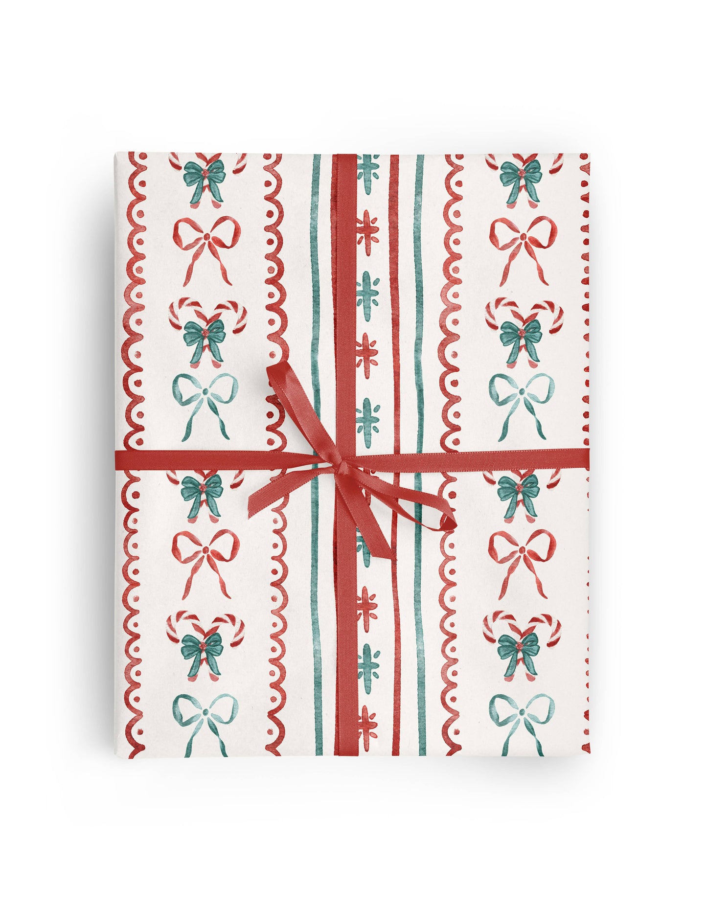 christmas candy cane stripe bow wrapping paper 