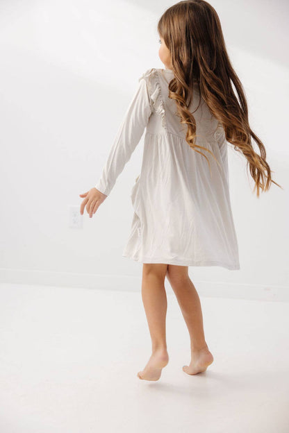 creamy stone bamboo ruffle pocket dress