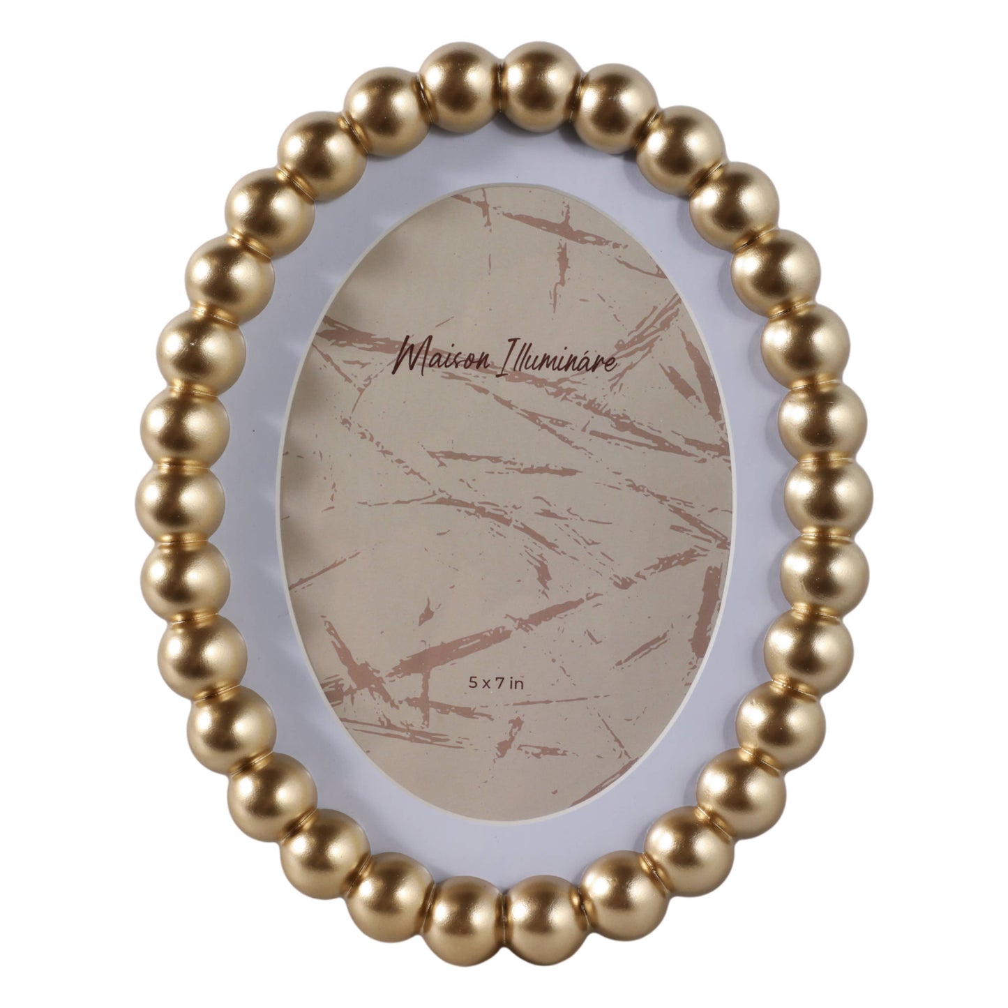 gold glass matted round beaded photo frame