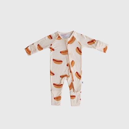 bamboo zip pajamas | hot dogs