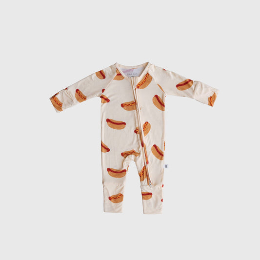 bamboo zip pajamas | hot dogs