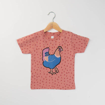 western graphic pink polkadot retro chicken tee