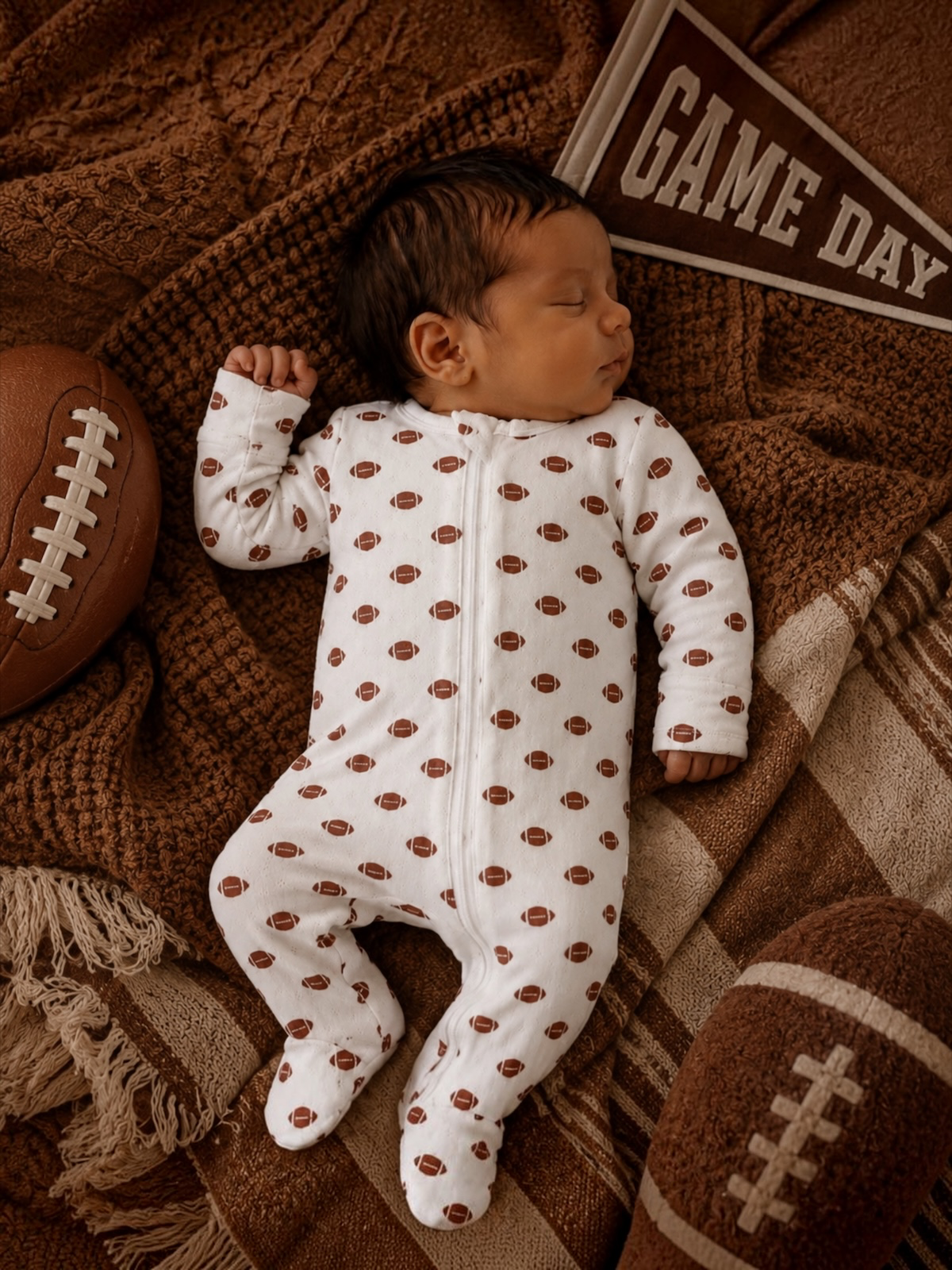 football / organic pointelle 2-way zip footie