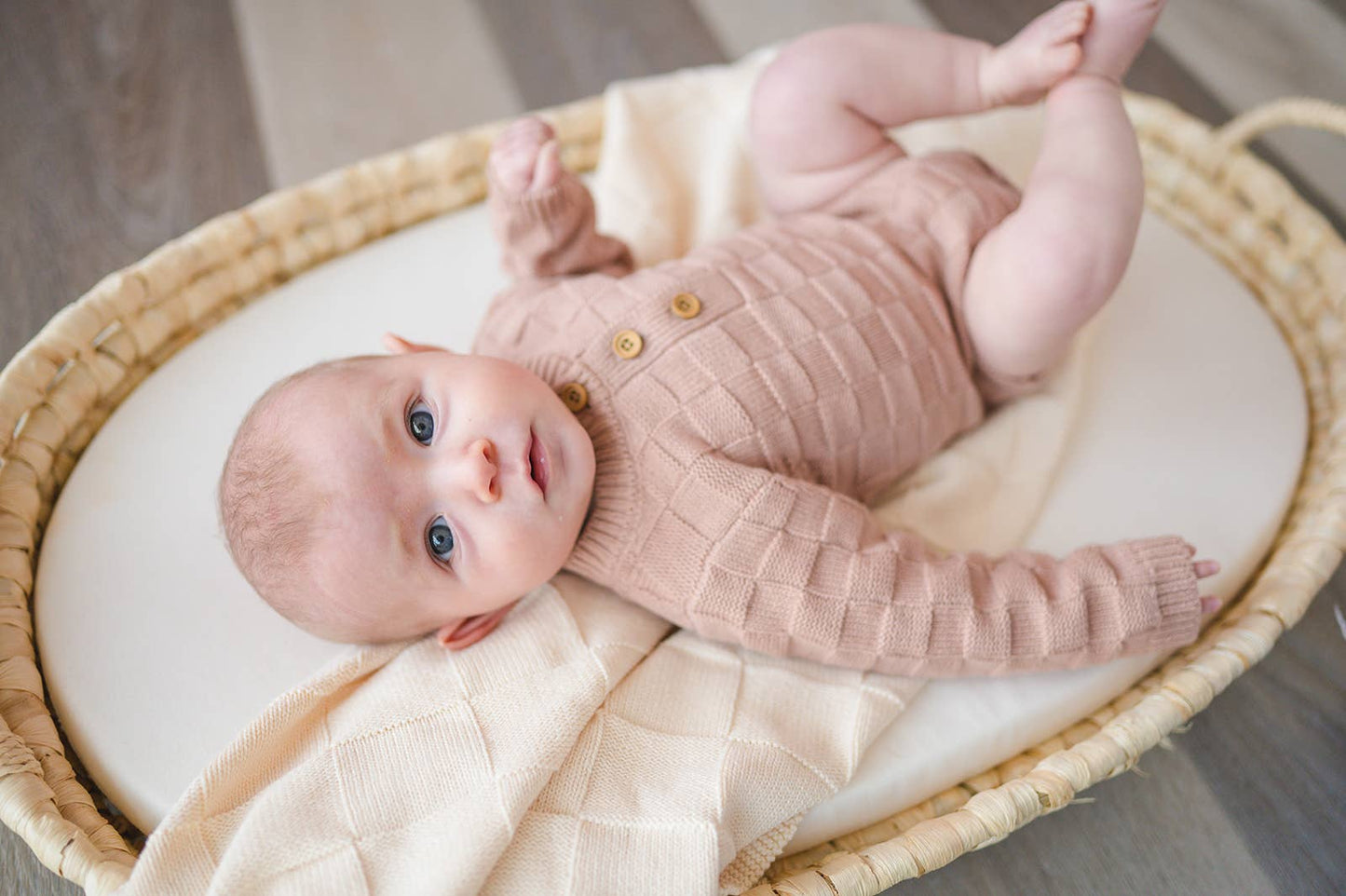 organic knit bodysuit - mocha checker