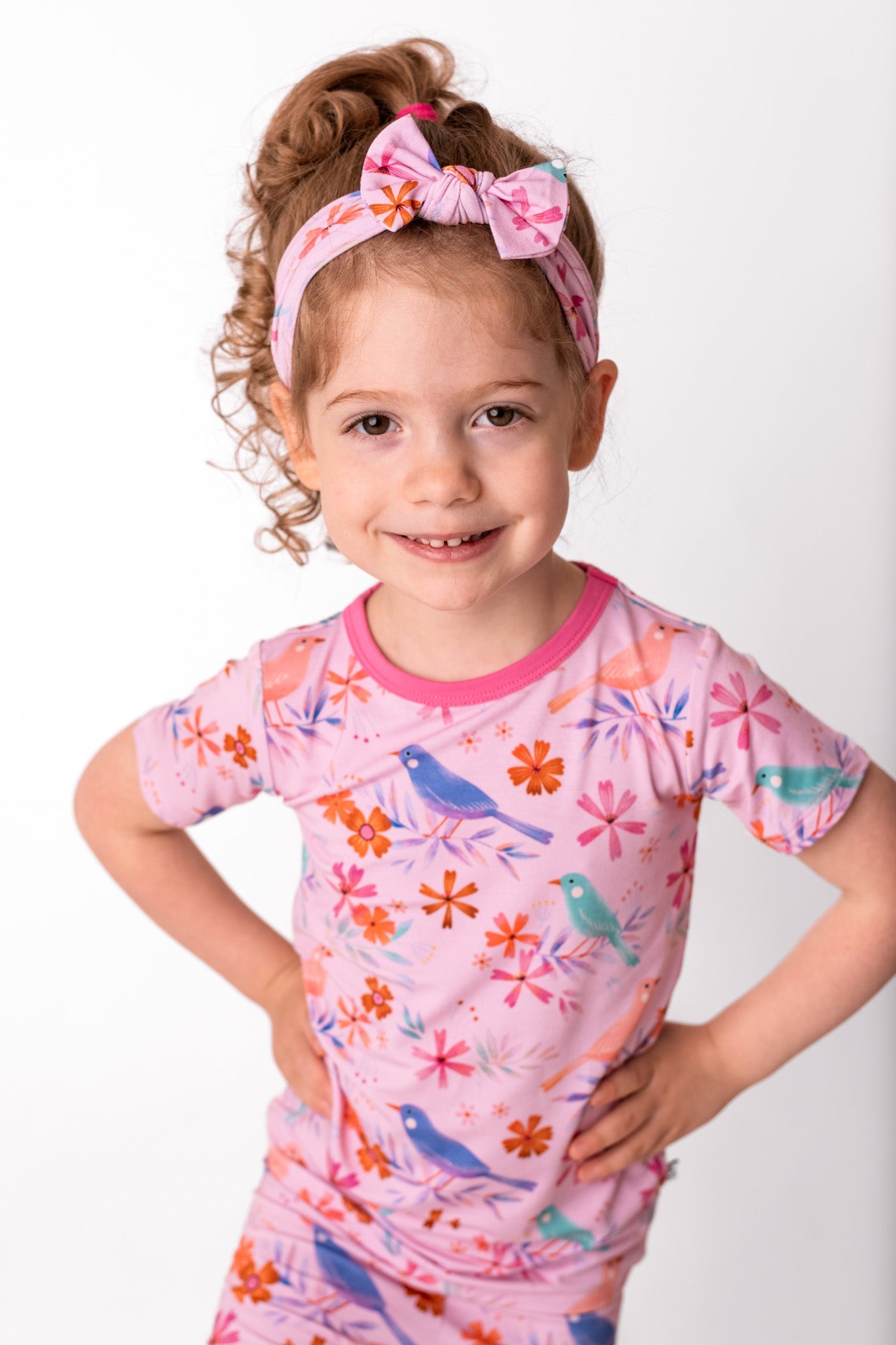 Blooming Birds | Two-Piece Bamboo Short Sleeve Toddler & Kids Apparel Set