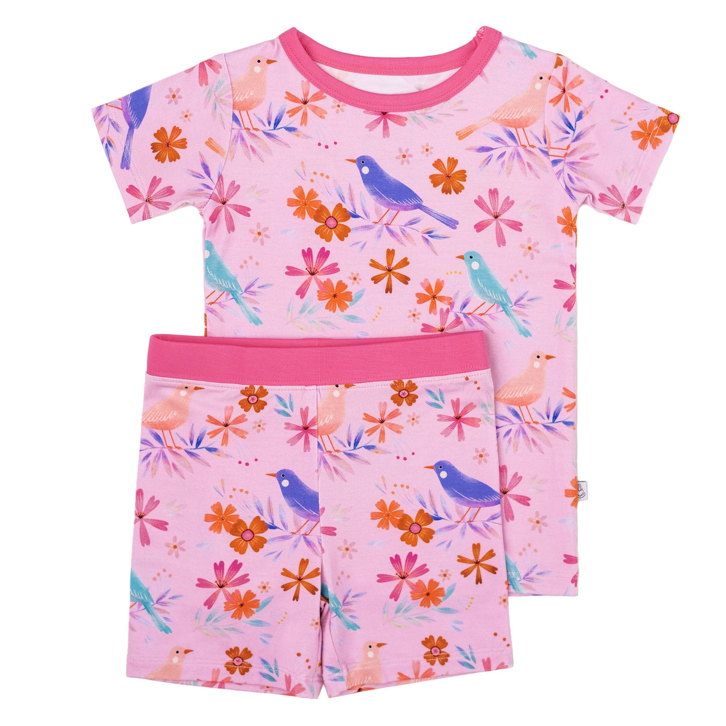 Blooming Birds | Two-Piece Bamboo Short Sleeve Toddler & Kids Apparel Set