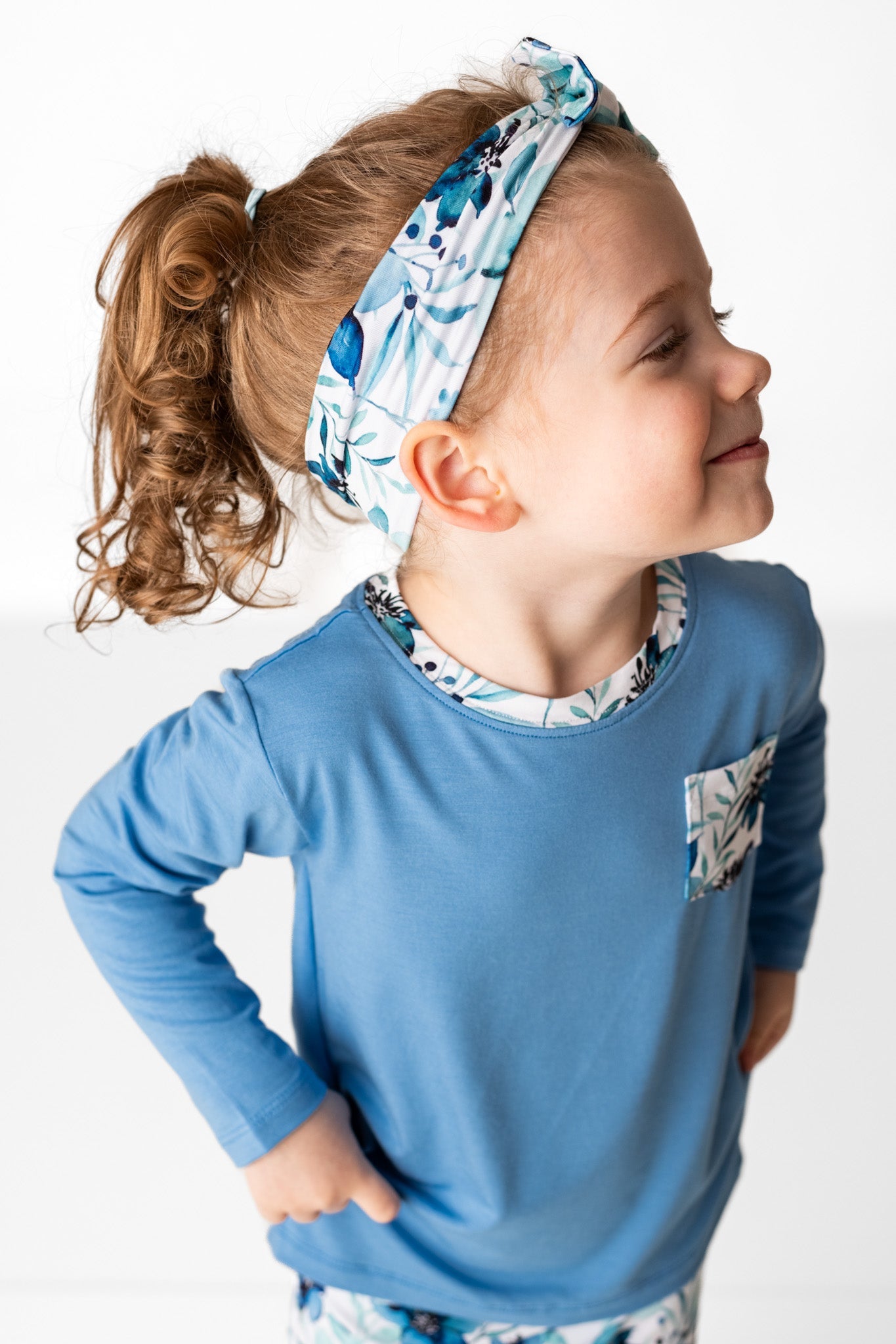 Azure Petals | Bamboo Headband Bow