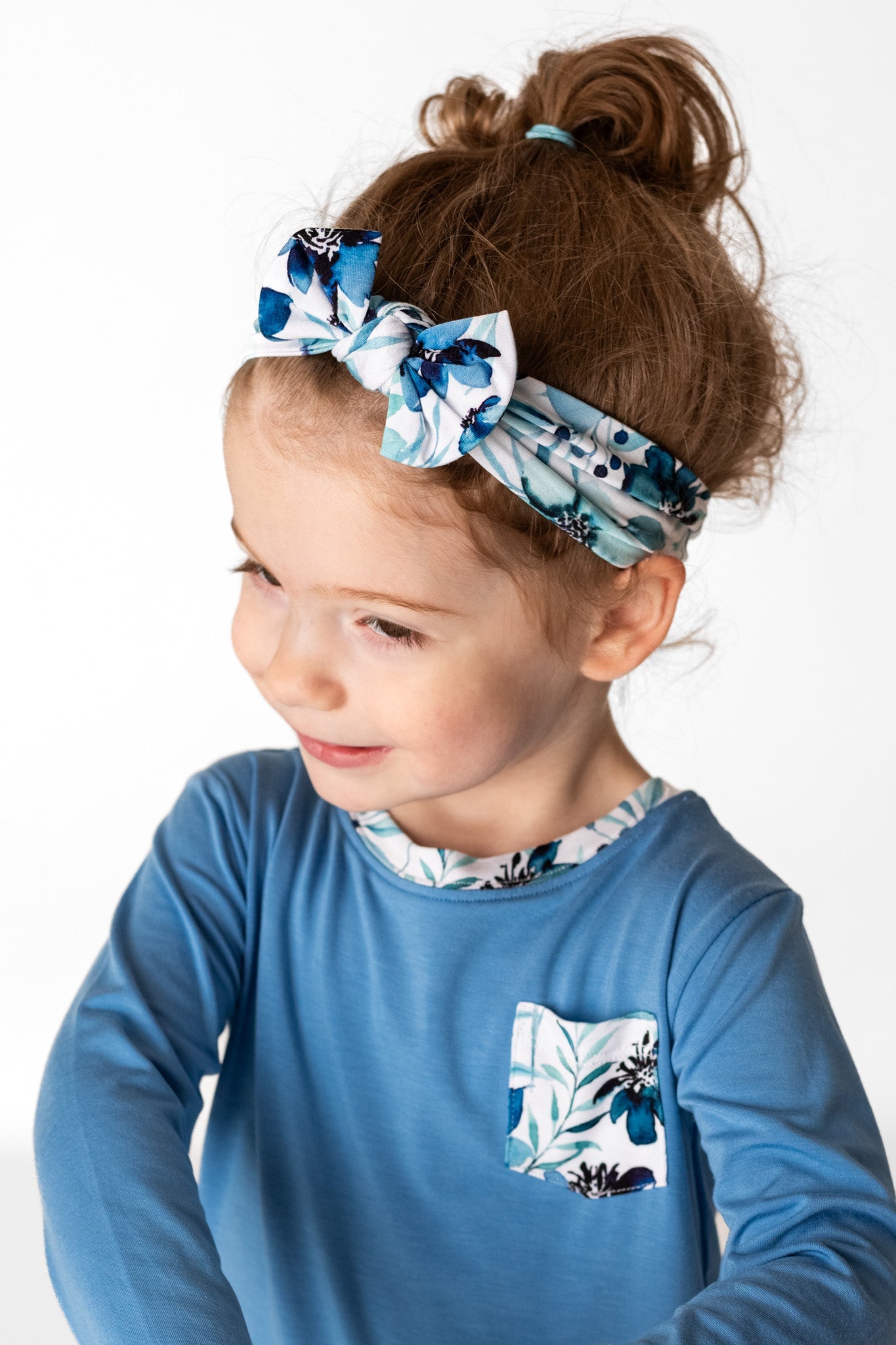 Azure Petals | Bamboo Headband Bow