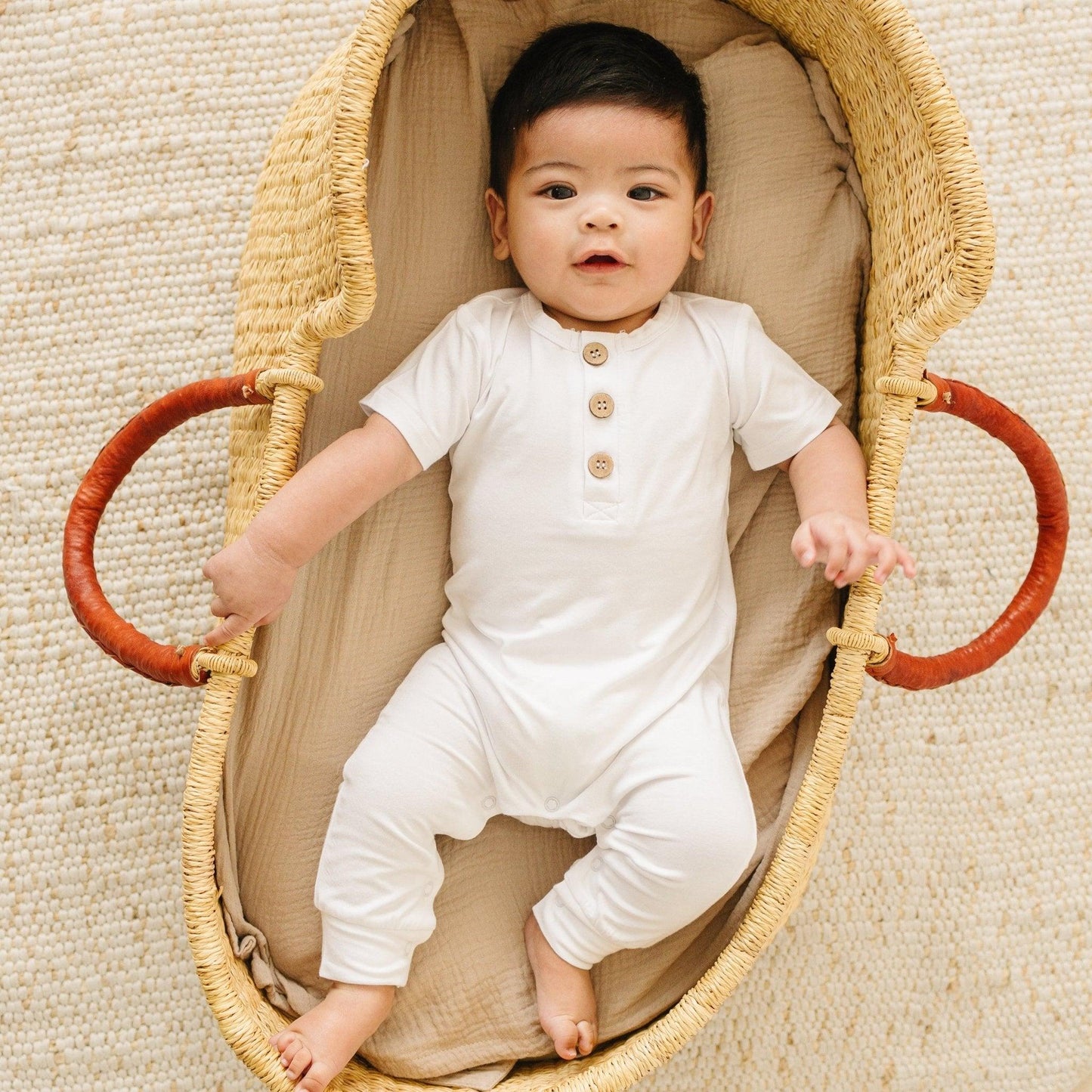 Bamboo Henley Romper - Ivory Soul