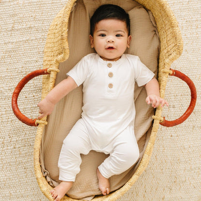 Bamboo Henley Romper - Ivory Soul