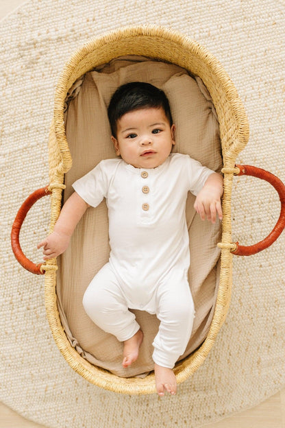 Bamboo Henley Romper - Ivory Soul