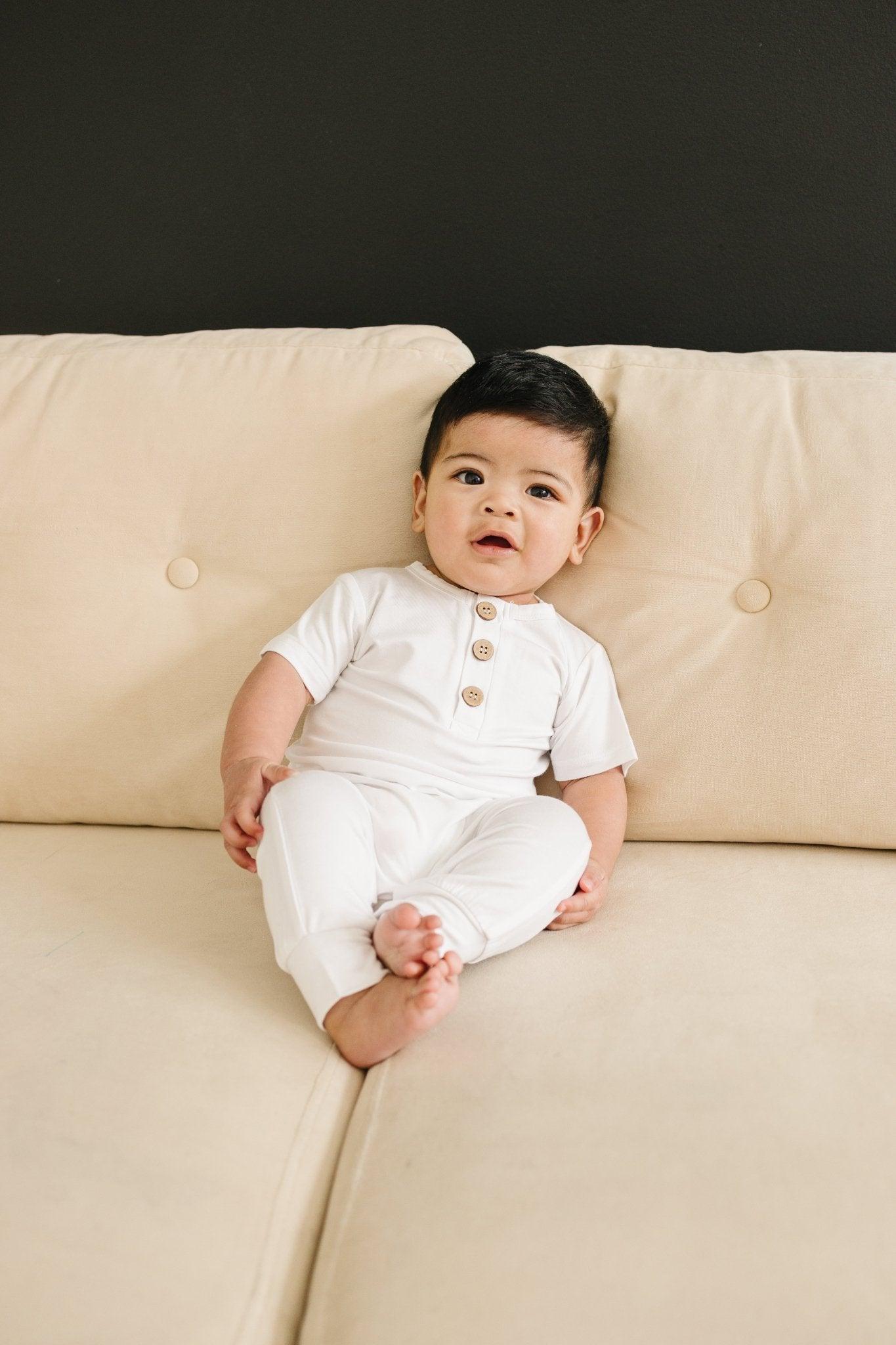 Bamboo Henley Romper - Ivory Soul