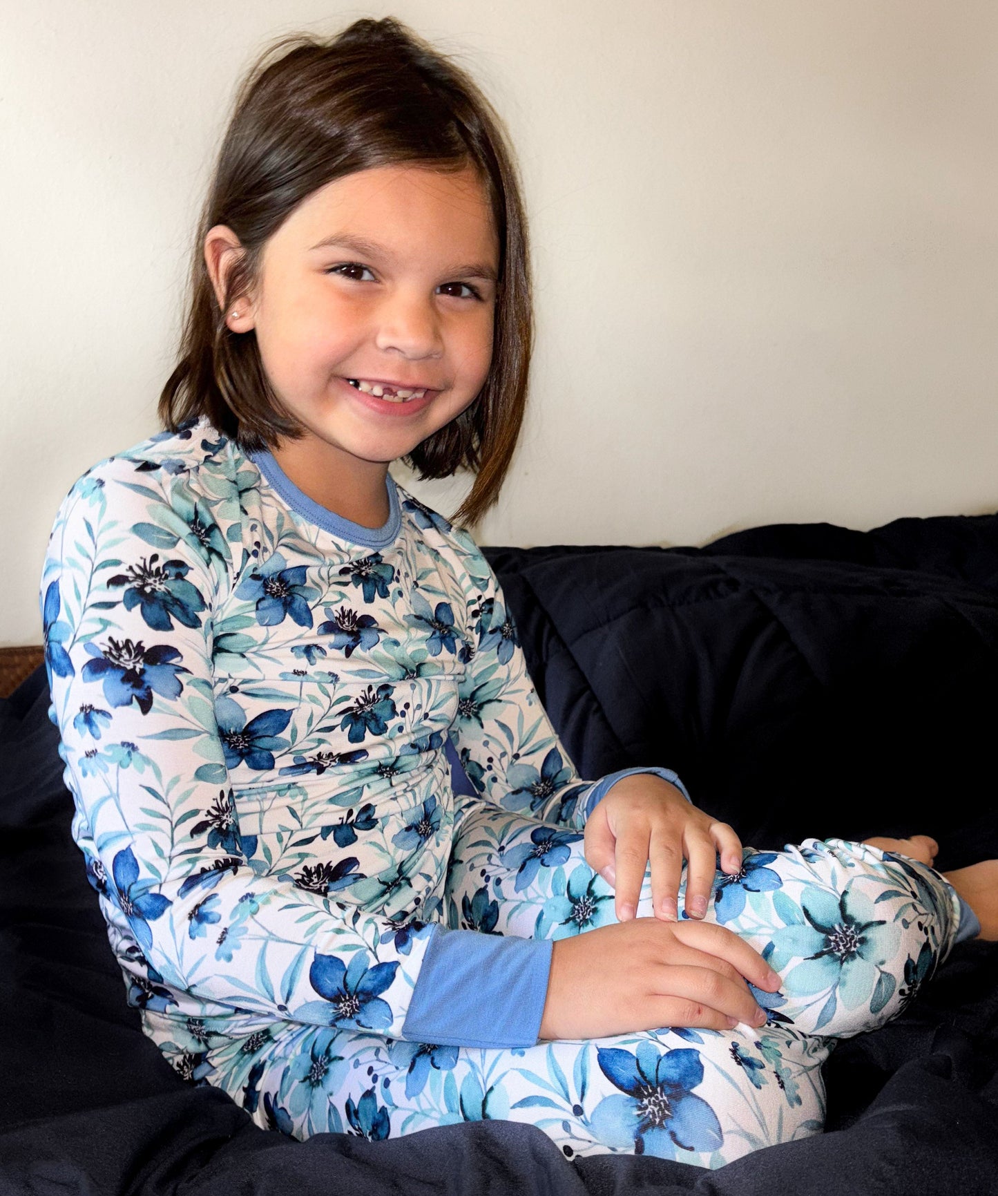 Azure Petals | Two-Piece Bamboo Long Sleeve Toddler & Kids Pajamas